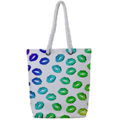 Kiss Mouth Lips Colors Full Print Rope Handle Tote (small) by HermanTelo