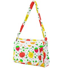 Pattern Fruits Orange Green Front Pocket Crossbody Bag by HermanTelo