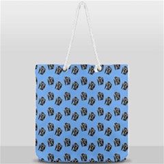 Girl Face Blue Full Print Rope Handle Tote (large) by snowwhitegirl