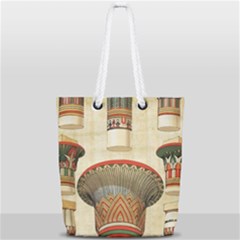 Egyptian Architecture Column Full Print Rope Handle Tote (small) by Sapixe