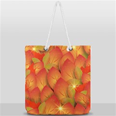 Pattern Texture Leaf Full Print Rope Handle Tote (large) by HermanTelo