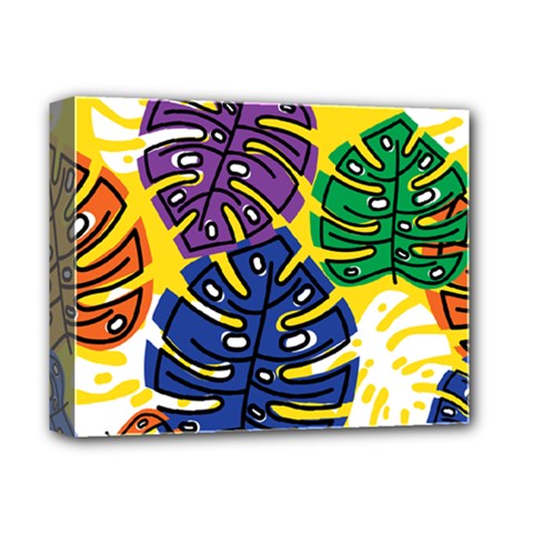 Pattern Leaves Grey Deluxe Canvas 14  X 11  (stretched) by HermanTelo