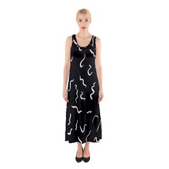 Scribbles Lines Painting Sleeveless Maxi Dress by HermanTelo