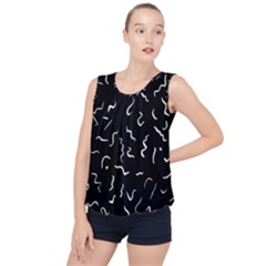 Scribbles Lines Painting Bubble Hem Chiffon Tank Top by HermanTelo