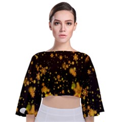 Background Black Blur Colorful Tie Back Butterfly Sleeve Chiffon Top by Sapixe