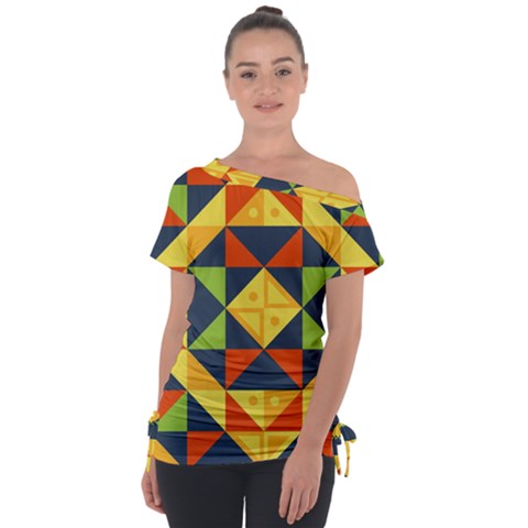 Background Geometric Color Tie-up Tee by Sapixe