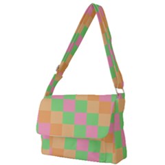 Checkerboard Pastel Squares Full Print Messenger Bag by Sapixe
