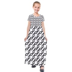 Diagonal Stripe Pattern Kids  Short Sleeve Maxi Dress by Sapixe