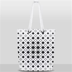 Square Diagonal Pattern Monochrome Full Print Rope Handle Tote (small) by Sapixe