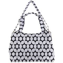 Pattern Star Repeating Black White Double Compartment Shoulder Bag by Sapixe
