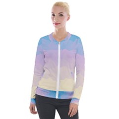 Sunrise Sunset Colours Background Velour Zip Up Jacket by HermanTelo