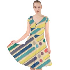 Vintage Desktop Color Cap Sleeve Front Wrap Midi Dress by HermanTelo