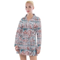Asian Illustration Posters Collage Women s Long Sleeve Casual Dress by dflcprintsclothing