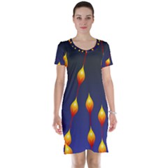 Flower Buds Floral Night Short Sleeve Nightdress by Bajindul