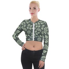 Flowers Pattern Spring Nature Long Sleeve Cropped Velvet Jacket by Bajindul