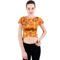 Background Triangle Circle Abstract Crew Neck Crop Top by Bajindul