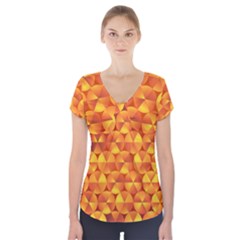 Background Triangle Circle Abstract Short Sleeve Front Detail Top by Bajindul