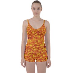 Background Triangle Circle Abstract Tie Front Two Piece Tankini by Bajindul