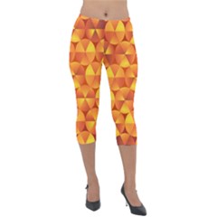 Background Triangle Circle Abstract Lightweight Velour Capri Leggings  by Bajindul