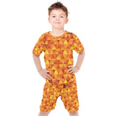 Background Triangle Circle Abstract Kids  Tee And Shorts Set by Bajindul