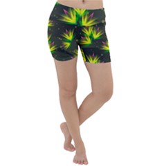 Floral Abstract Lines Lightweight Velour Yoga Shorts by Bajindul