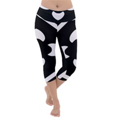 Pattern Flower Black Lightweight Velour Capri Yoga Leggings by Bajindul