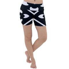Pattern Flower Black Lightweight Velour Yoga Shorts by Bajindul