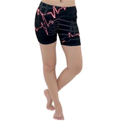 Music Wallpaper Heartbeat Melody Lightweight Velour Yoga Shorts by Bajindul