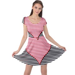 Heart Stripes Symbol Striped Cap Sleeve Dress by Bajindul