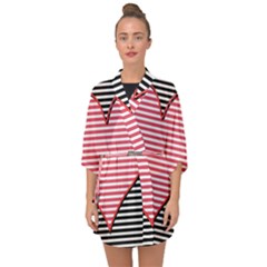 Heart Stripes Symbol Striped Half Sleeve Chiffon Kimono by Bajindul