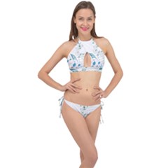 Music Notes Cross Front Halter Bikini Set by Bajindul