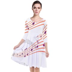 Music Notes Clef Sound Quarter Sleeve Waist Band Dress by Bajindul
