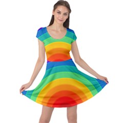 Rainbow Background Colorful Cap Sleeve Dress by Bajindul