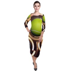 Sport Ball Tennis Golf Football Quarter Sleeve Midi Velour Bodycon Dress by Bajindul
