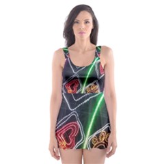 Dragon Lights Skater Dress Swimsuit by Riverwoman