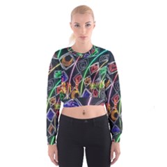 Dragon Lights Cropped Sweatshirt by Riverwoman