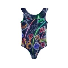 Dragon Lights Kids  Frill Swimsuit by Riverwoman