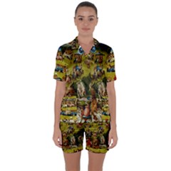 Hieronymus Bosch The Garden Of Earthly Delights (closeup) Hieronymus Bosch The Garden Of Earthly Delights (closeup) 3 Satin Short Sleeve Pyjamas Set by impacteesstreetwearthree