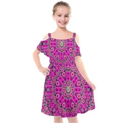 From The Sky Came Flowers In Calm Bohemian Peace Kids  Cut Out Shoulders Chiffon Dress by pepitasart