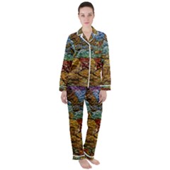 Texture Stone Structure Pattern Satin Long Sleeve Pyjamas Set by Pakrebo
