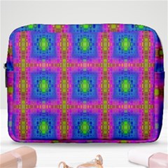 Groovy Pink Blue Yellow Square Pattern Make Up Pouch (large) by BrightVibesDesign