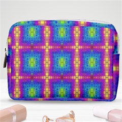 Groovy Blue Pink Yellow Square Pattern Make Up Pouch (medium) by BrightVibesDesign