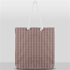 Ornate Oval  Pattern Yellow Blue Full Print Rope Handle Tote (large) by BrightVibesDesign