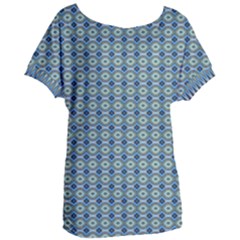 Ornate Oval  Pattern Blue Orange Women s Oversized Tee by BrightVibesDesign