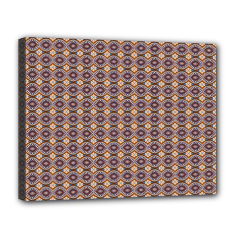 Ornate Oval Pattern Brown Blue Canvas 14  X 11  (stretched) by BrightVibesDesign