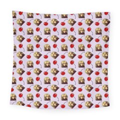 Doll And Cherries Pattern Square Tapestry (large) by snowwhitegirl