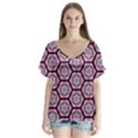 Background Pattern Tile V-Neck Flutter Sleeve Top View1