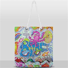 Supersonic Volcanic Fish Sonar Submarine Full Print Rope Handle Tote (large) by chellerayartisans