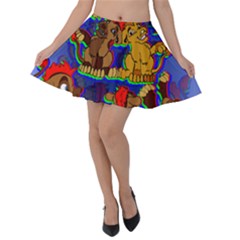 Karthrix Print Velvet Skater Skirt by AuroraMountainFashion
