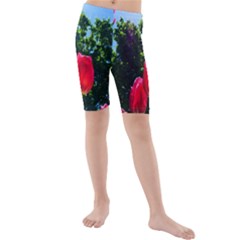 Skyward Tulips Kids  Mid Length Swim Shorts by okhismakingart